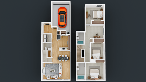 Floor plan for 3 beds, 2.5 baths, 1699 sqft